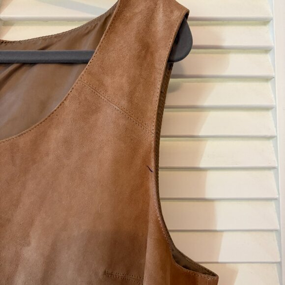 Talbots suede tank shell top XL camel tan brown *has flaw* - Picture 3 of 9